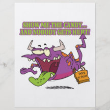 show me the candy funny halloween monster toon flyer