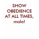 SHOW OBEDIENCE AT ALL TIMES, male! t-shirts
