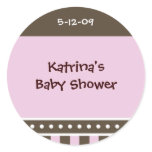 Shower Favour Sticker: Pink and brown dots