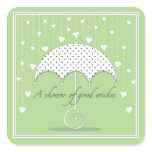Shower of Hearts Green Baby Shower Sticker