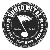 Shred Metal Round Stickers
