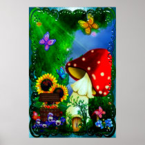 Shroom Gully Whimsical Fantasy Art Poster
