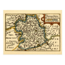 Shropshire County Map, England Post Card