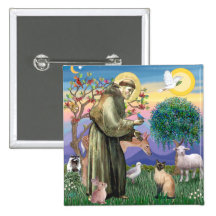 Siamese Cat and St Francis Buttons
