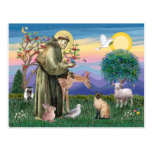 Siamese Cat and St Francis Post Cards