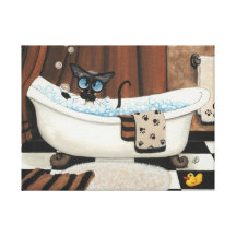 Siamese Cat Bathroom ArT by BiHrLe Canvas Print