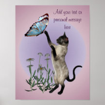 Siamese Cat Butterfly Customisable Poster