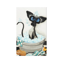 Siamese Cat by BihrLe Bath Canvas Art Print Gallery Wrapped Canvas