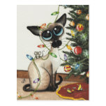 Siamese Cat Christmas Lights By AmyLyn Bihrle Post Card