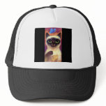 Siamese Cat Feline Butterfly Art - Multi Mesh Hat