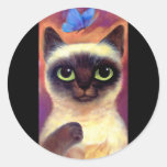 Siamese Cat Feline Butterfly Art - Multi Stickers