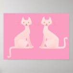 SIAMESE CATS RETRO 50s STYLE POSTER ROSE posters