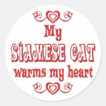 Siamese Cats Warm My Heart Round Sticker