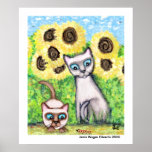 Siamese Cats With Caterpillar & Sunflowers posters