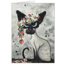 Siamese Valentine Hearts Greeting Card