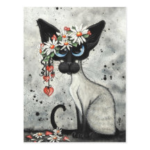 Siamese Valentine Hearts Postcard
