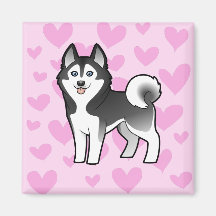Siberian Husky / Alaskan Malamute Love Refrigerator Magnet