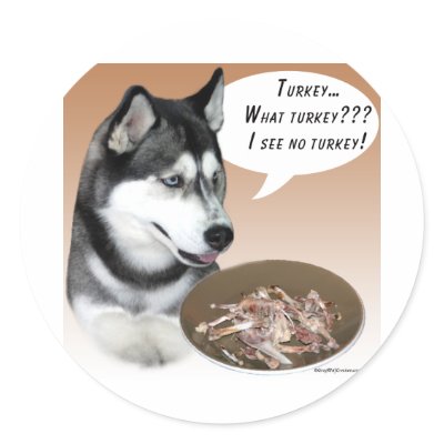 Siberian Husky (black) Turkey Round Sticker by GreyWolfCreation