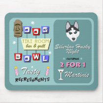 Siberian Husky Bowling Tiki Night Mouse Pad