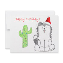 Siberian Husky Cactus Christmas Personalized Invitations