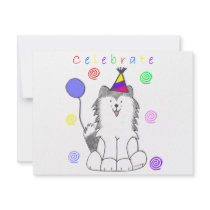 Siberian Husky Celebrate Custom Invitation