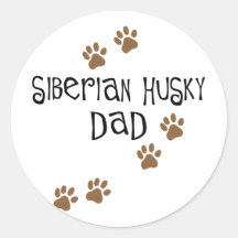 Siberian Husky Dad Round Stickers