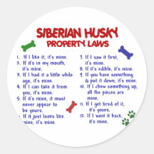 SIBERIAN HUSKY Property Laws 2 Stickers