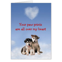 Siberian Husky Puppy Love Card