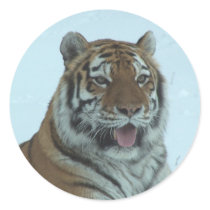 Siberian Tiger Close Up Face 2 Round Stickers