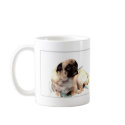 Sick pug with thermometer mug