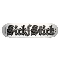 Sick Stick Logo Pro Deck ~ Silver Metal on White