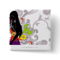 Side profile of a woman posing pinback button