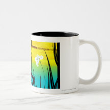 Side profile of a woman practicing yoga mug