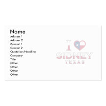 Sidney, Texas Business Card Templates