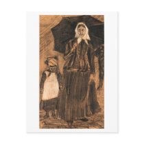 Sien under Umbrella with Girl, Vincent van Gogh Post Card