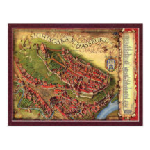 Sighisoara, Pictorial representation map Postcards
