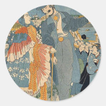 Sightseers on Ryogoku bridge by Utagawa,Sadahide Stickers