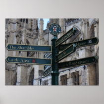 Sign in front of York Minster - York, England Poster