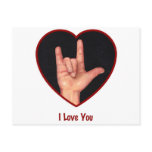 SIGN LANGUAGE I LOVE YOU HEART, HAND POST CARDS