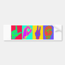 Sign Language LOVE Andy Warhol Bumper Stickers
