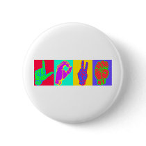 Sign Language LOVE Andy Warhol Button
