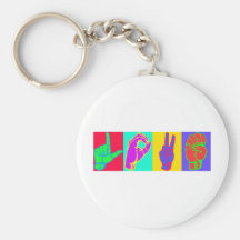 Sign Language LOVE Andy Warhol Key Chains