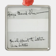 Signature of George Bernard Shaw Christmas Ornaments