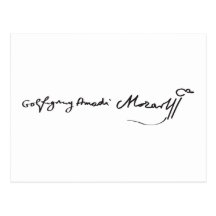 Signature of Musician Wolfgang Amadeus Mozart Post Cards