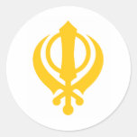 Sikh Khanda Gold Round Stickers