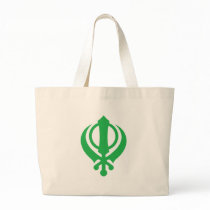 Sikh Khanda Green Tote Bags