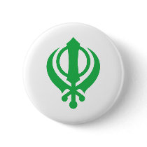 Sikh Khanda Green Pinback Button
