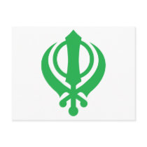 Sikh Khanda Green Postcards