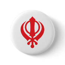 Sikh Khanda Red Pinback Buttons