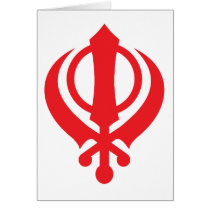 Sikh Khanda Red Greeting Cards